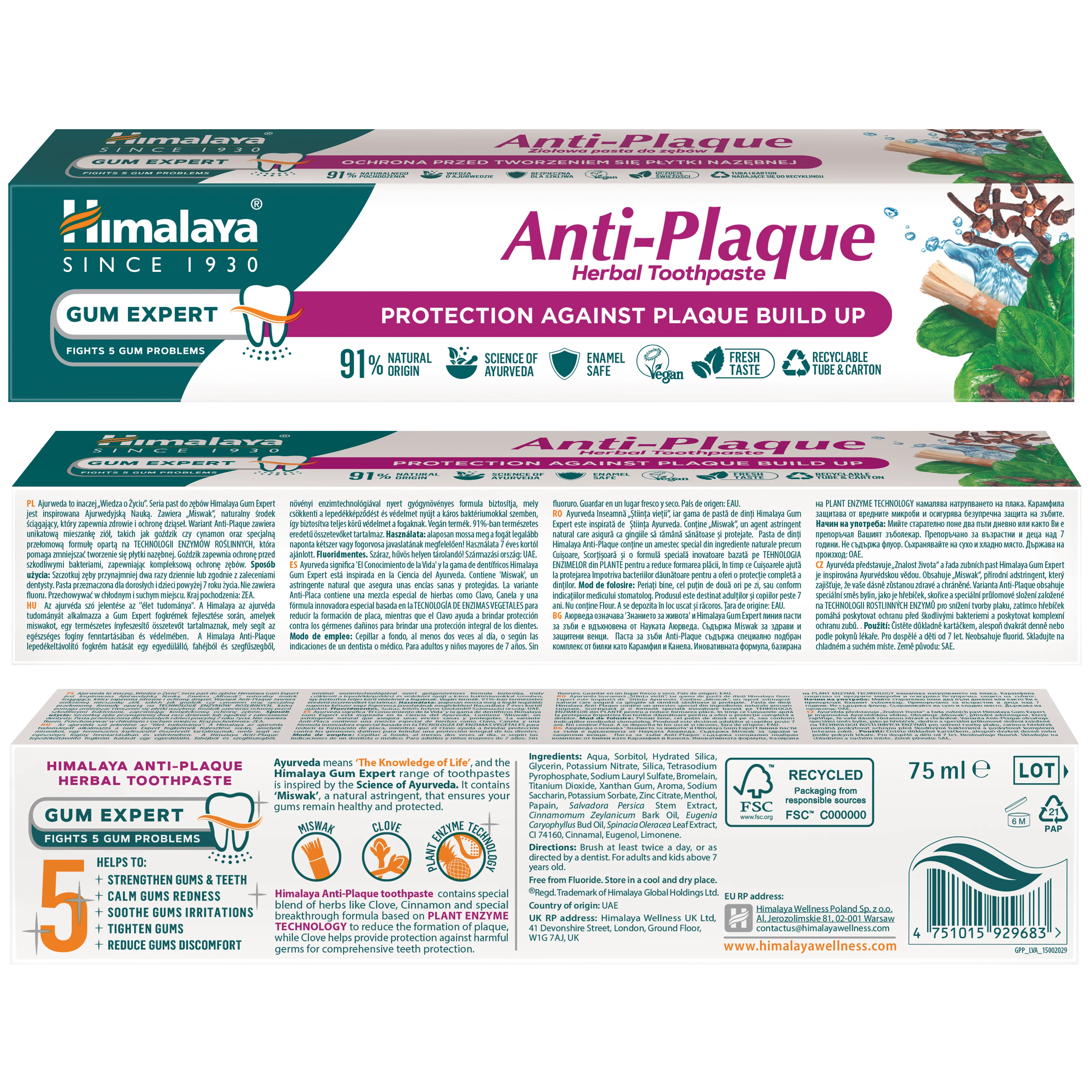 Himalaya Gum Expert Anti-Plaque Herbal Toothpaste - 75 ml - Image 4