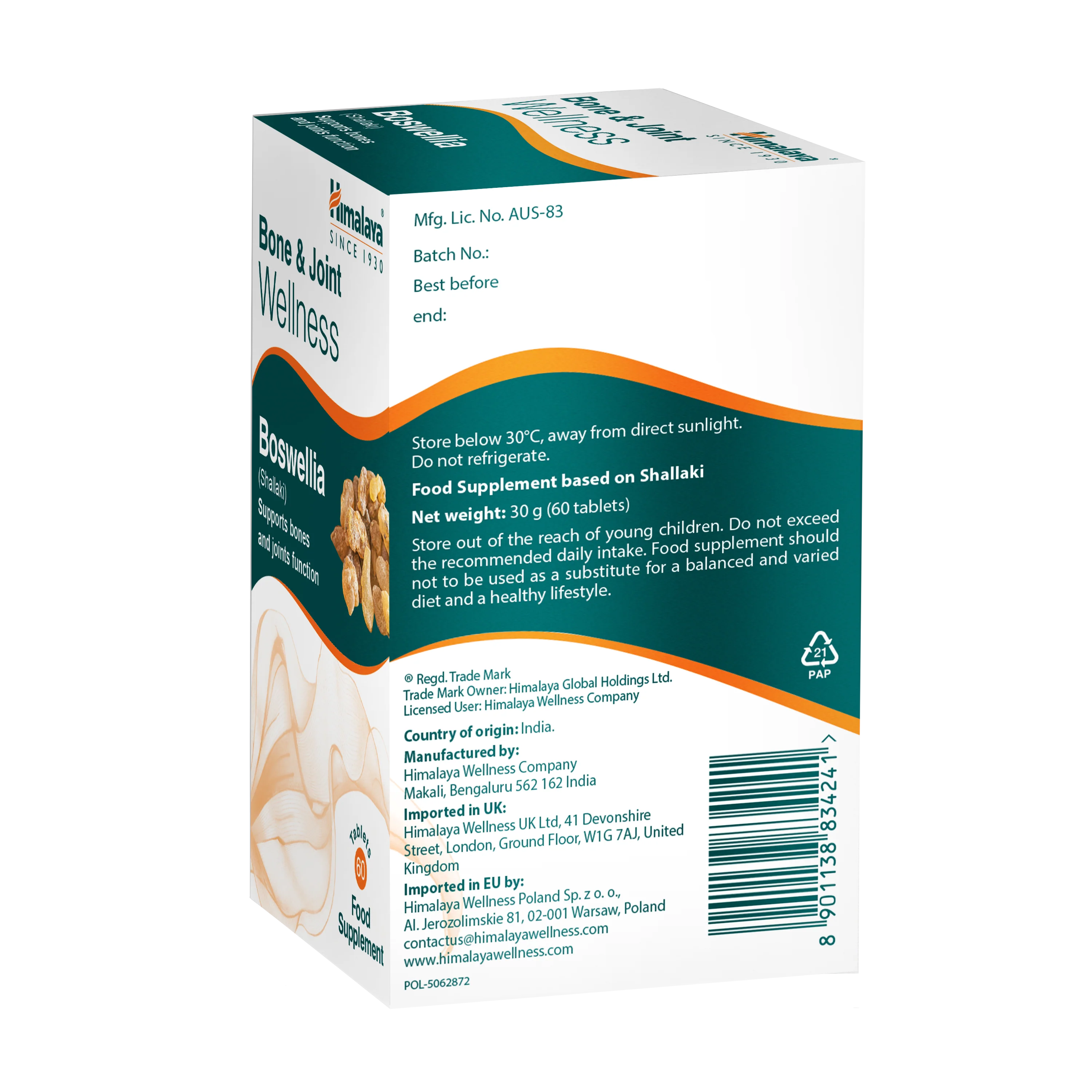 Himalaya Bone & Joint Wellness Boswellia - 60 Tablets - Image 5