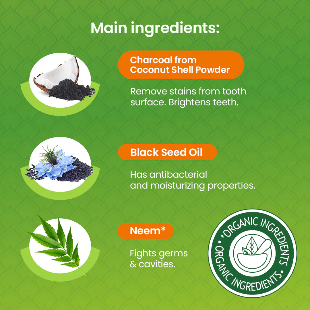 Himalaya Botanique Whitening Antiplaque Toothpaste Charcoal + Black Seed Oil 75 ml - Image 4
