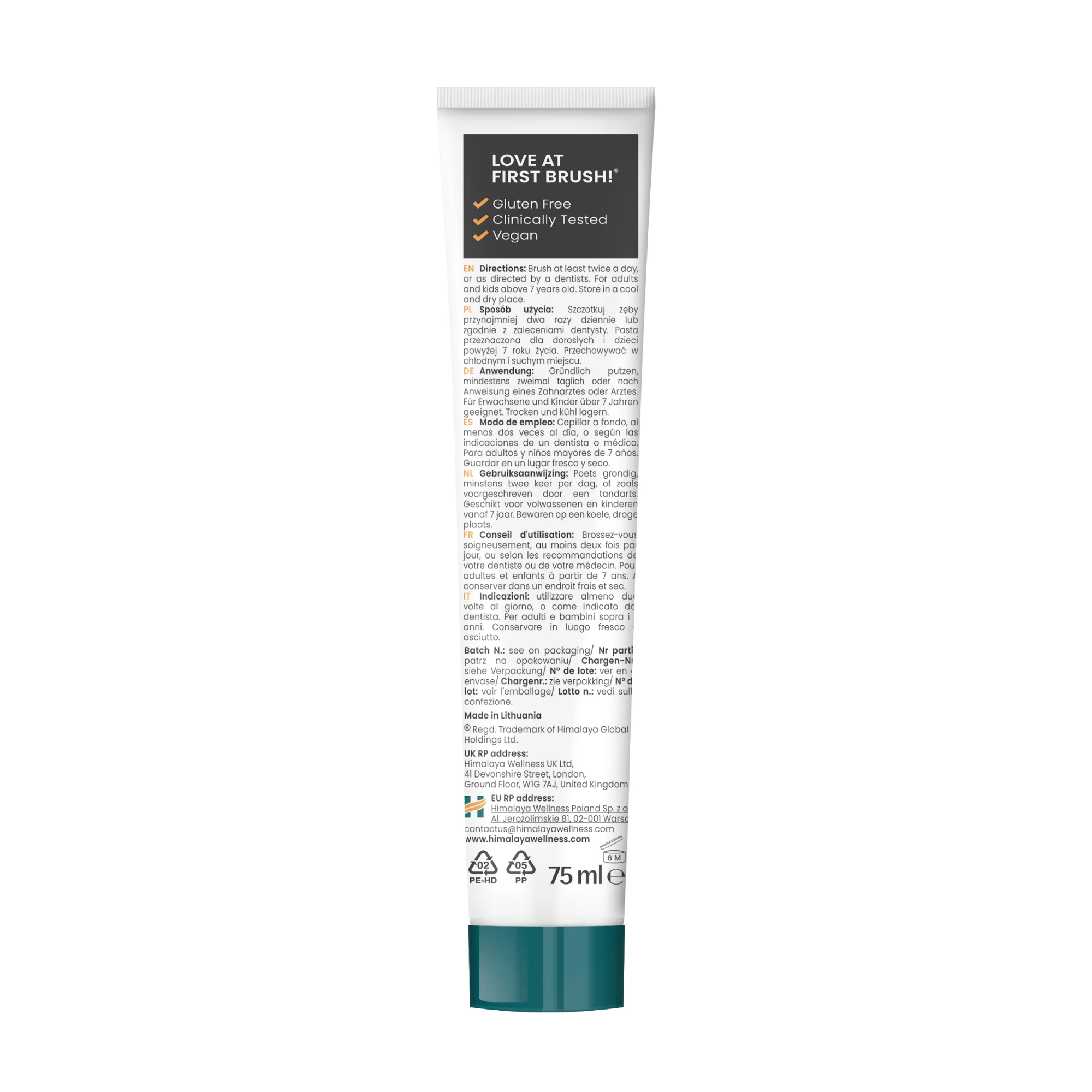 Himalaya Botanique Whitening Antiplaque Toothpaste Charcoal + Black Seed Oil 75 ml - Image 7