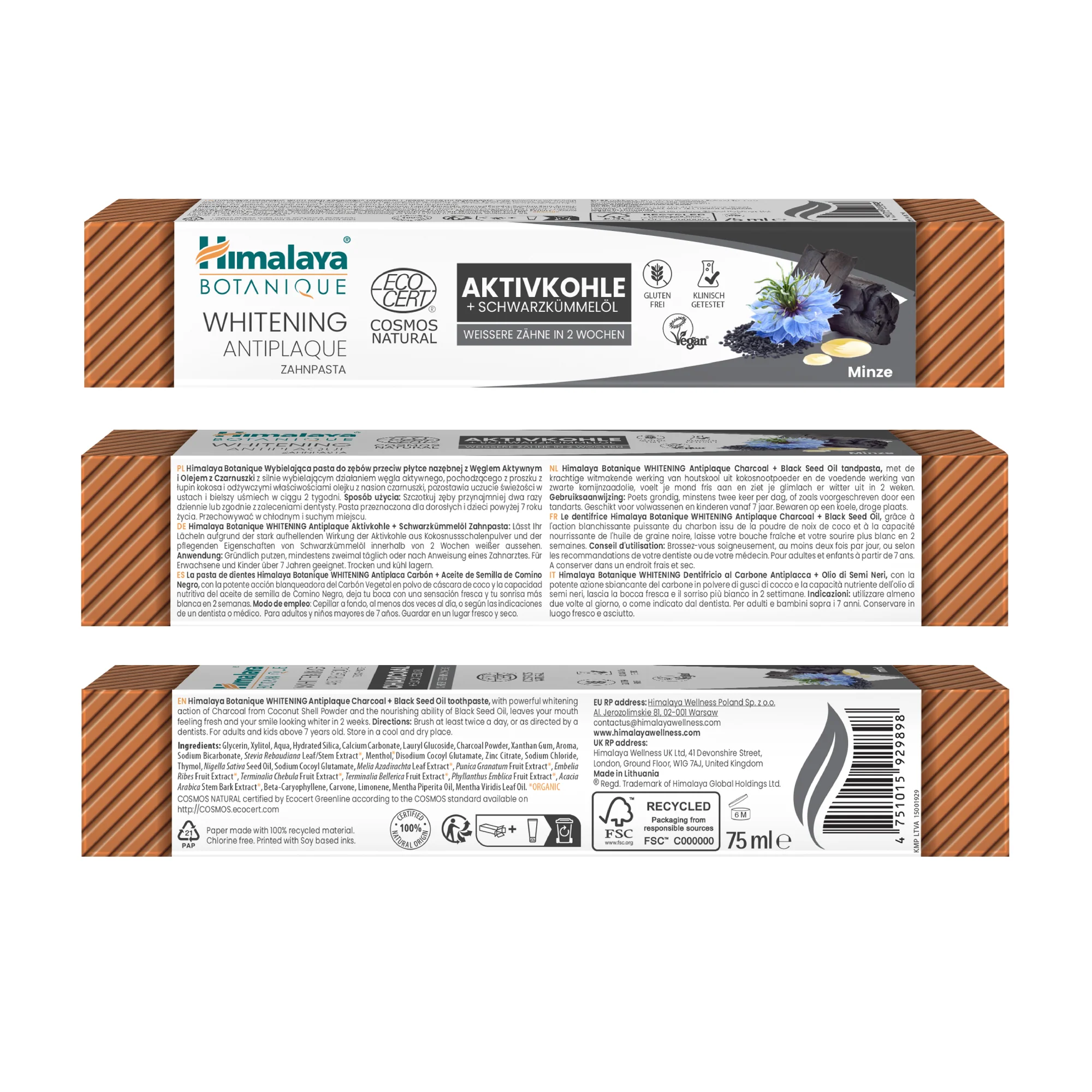 Himalaya Botanique Whitening Antiplaque Toothpaste Charcoal + Black Seed Oil 75 ml - Image 8