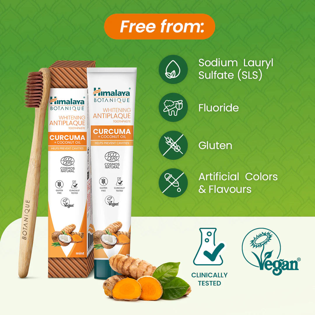 Himalaya Botanique Whitening Antiplaque Toothpaste Curcuma + Coconut Oil 75 ml - Image 3