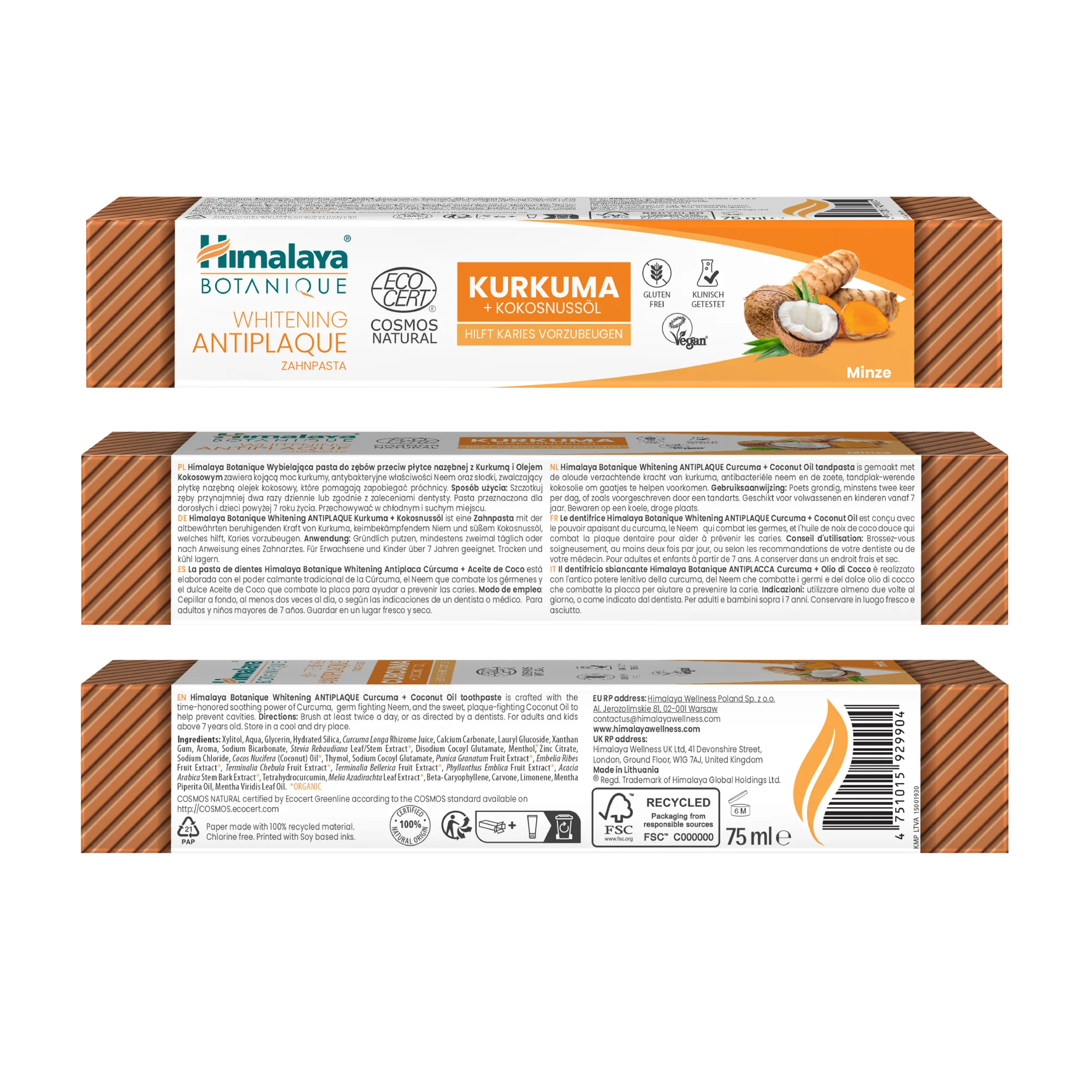 Himalaya Botanique Whitening Antiplaque Toothpaste Curcuma + Coconut Oil 75 ml - Image 8
