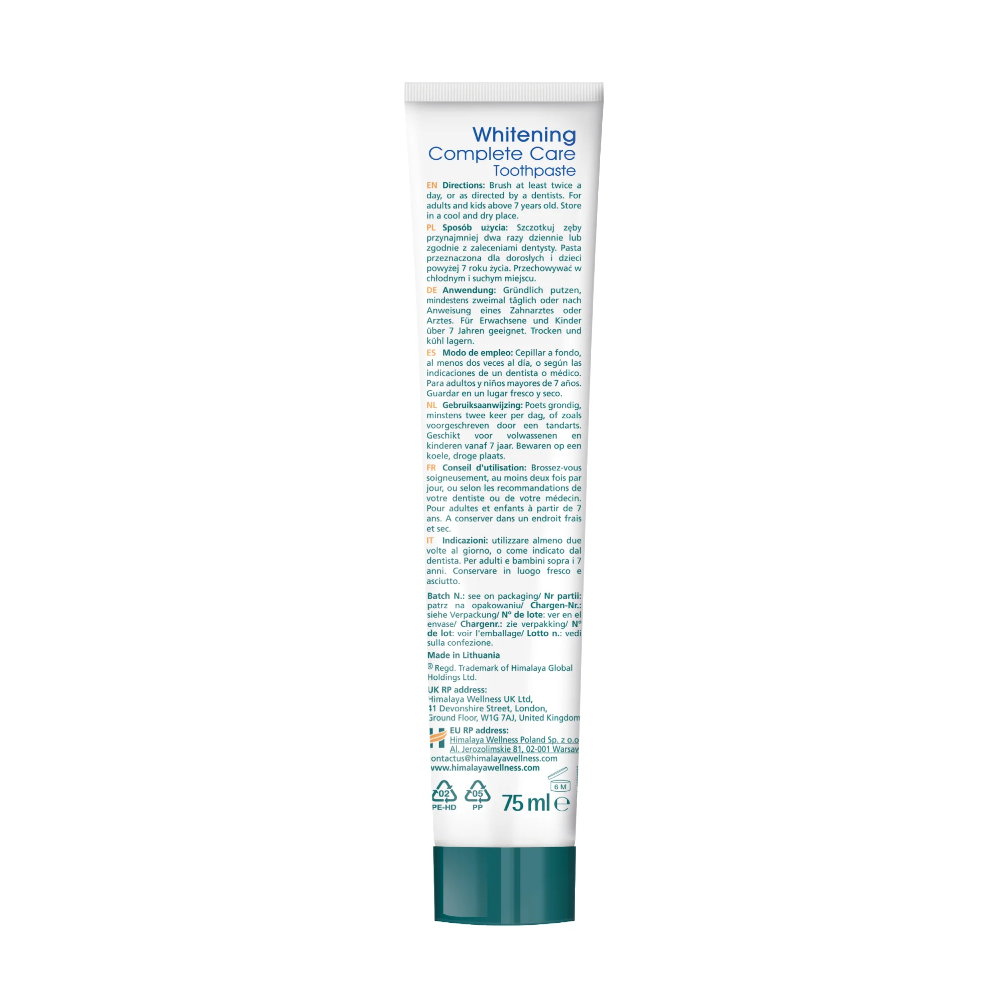 Himalaya Botanique Whitening Complete Care Toothpaste - Peppermint 75 ml - Image 7