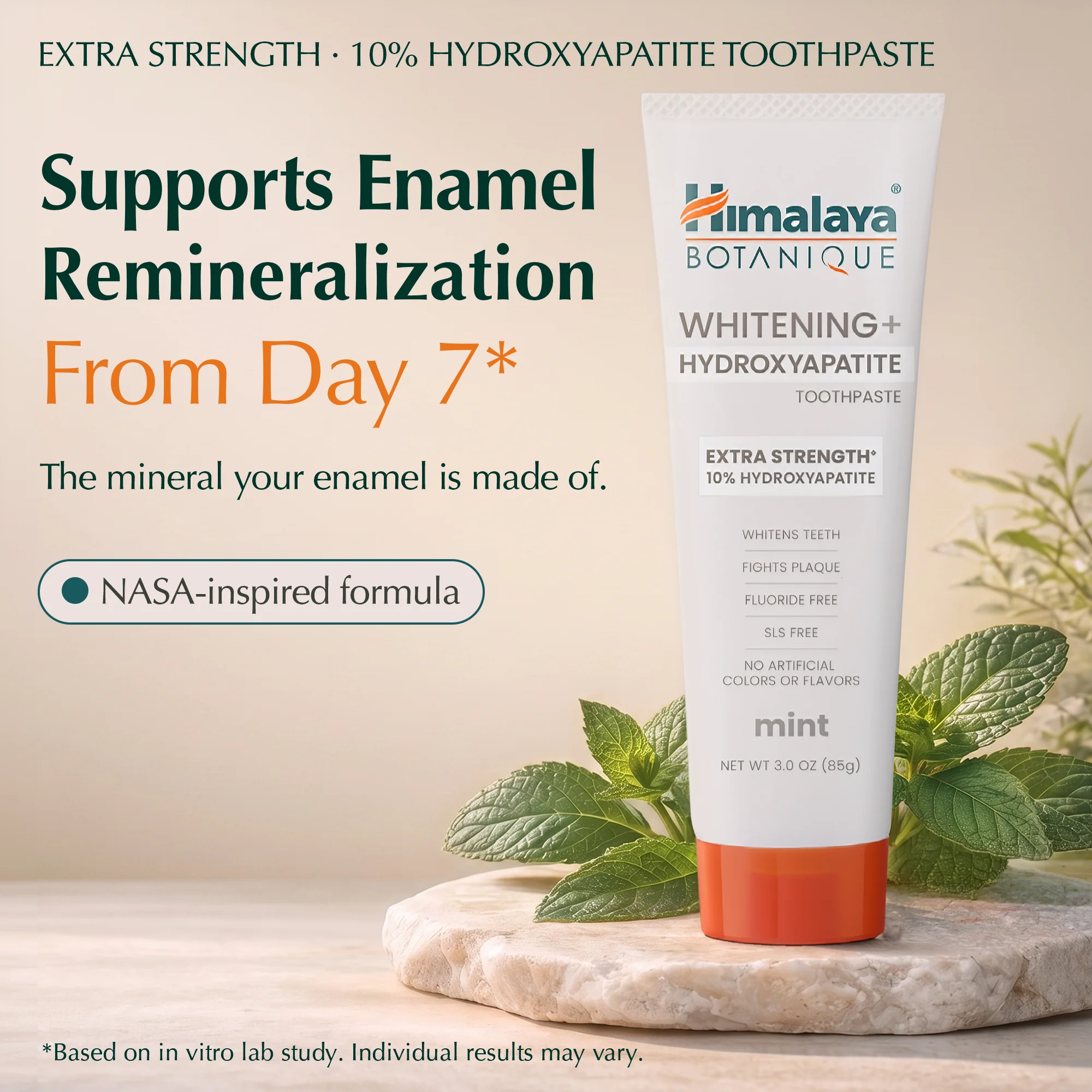Himalaya Botanique Whitening+ Hydroxyapatite Toothpaste - Extra Strength Mint 80g - Image 2