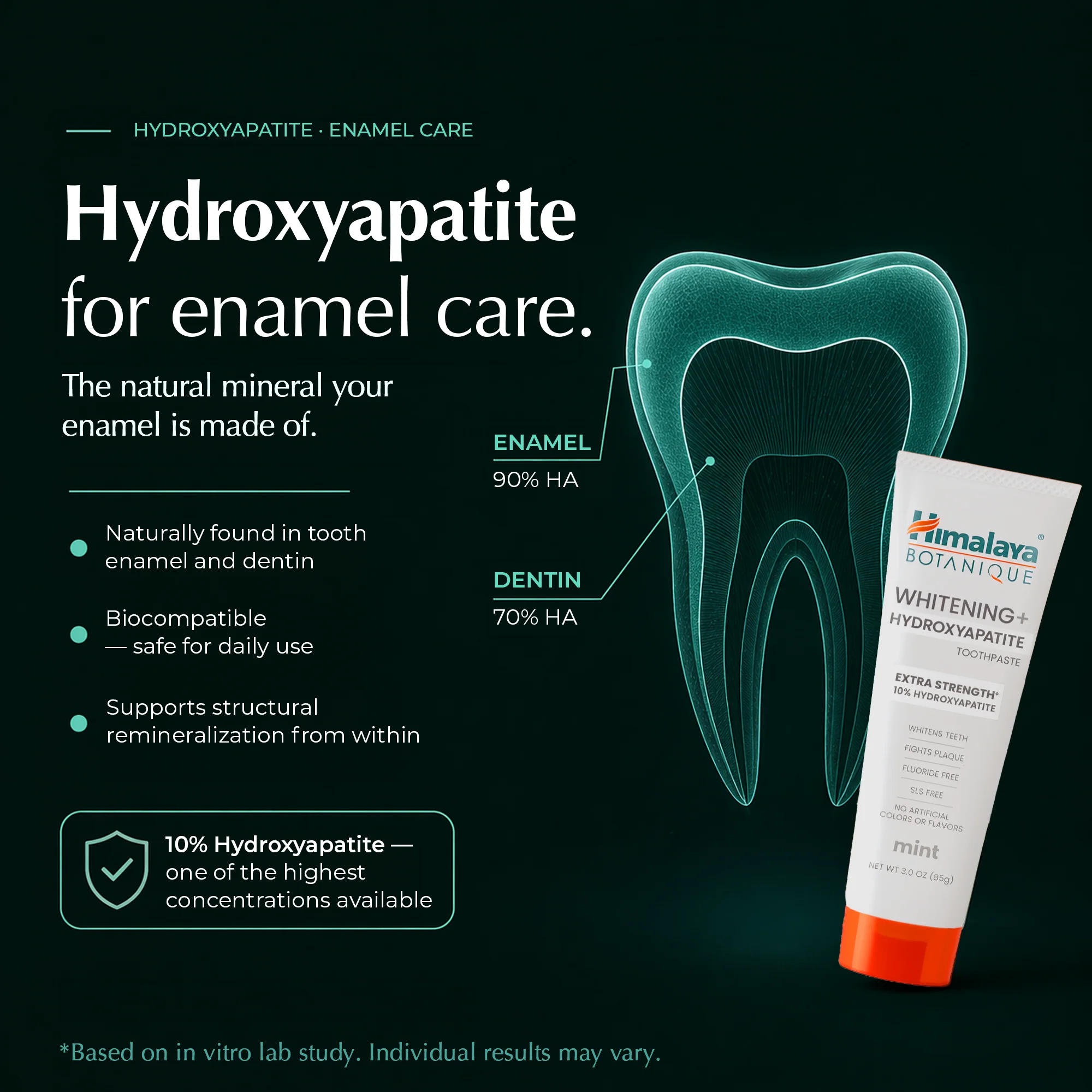 Himalaya Botanique Whitening+ Hydroxyapatite Toothpaste - Extra Strength Mint 80g - Image 3