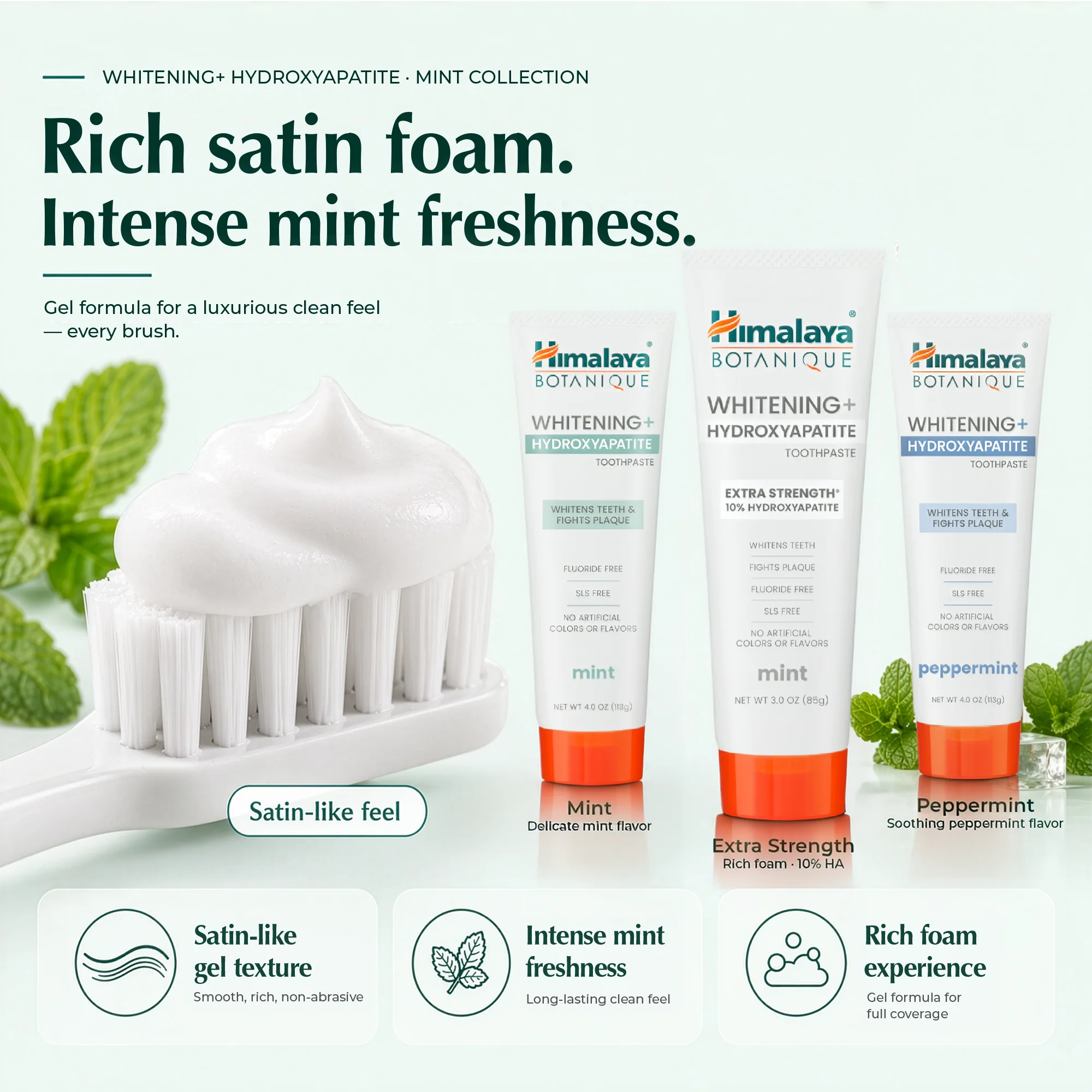 Himalaya Botanique Whitening+ Hydroxyapatite Toothpaste - Extra Strength Mint 80g - Image 8