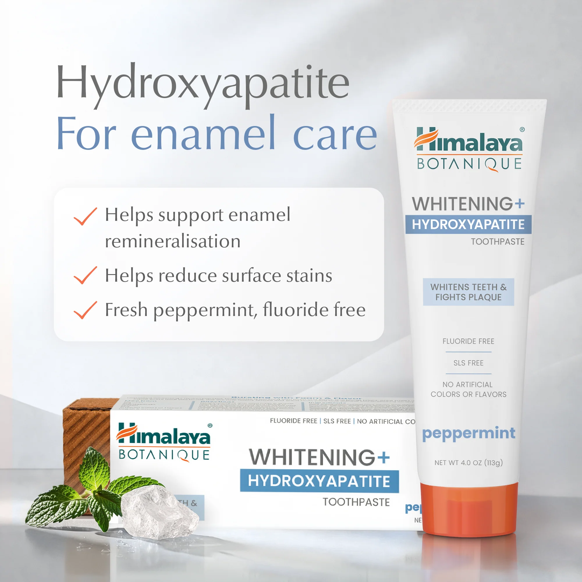 Himalaya Botanique Whitening+ Hydroxyapatite Toothpaste - Peppermint 113g - Image 3