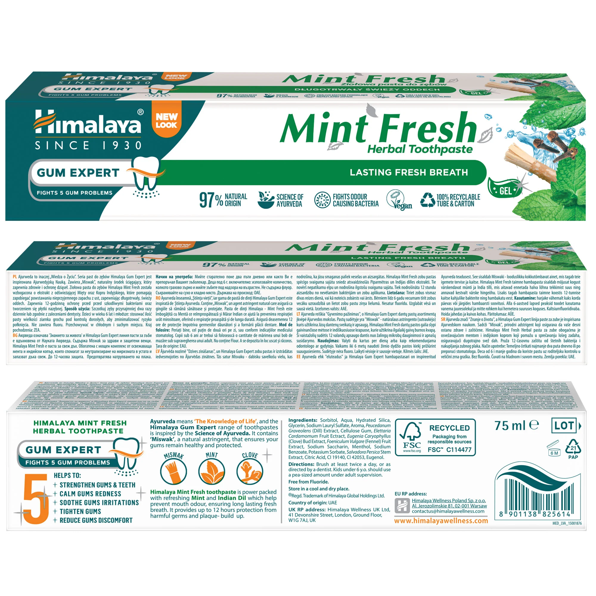 Himalaya Gum Expert Herbal Toothpaste - Mint Fresh - 75 ml - Image 4
