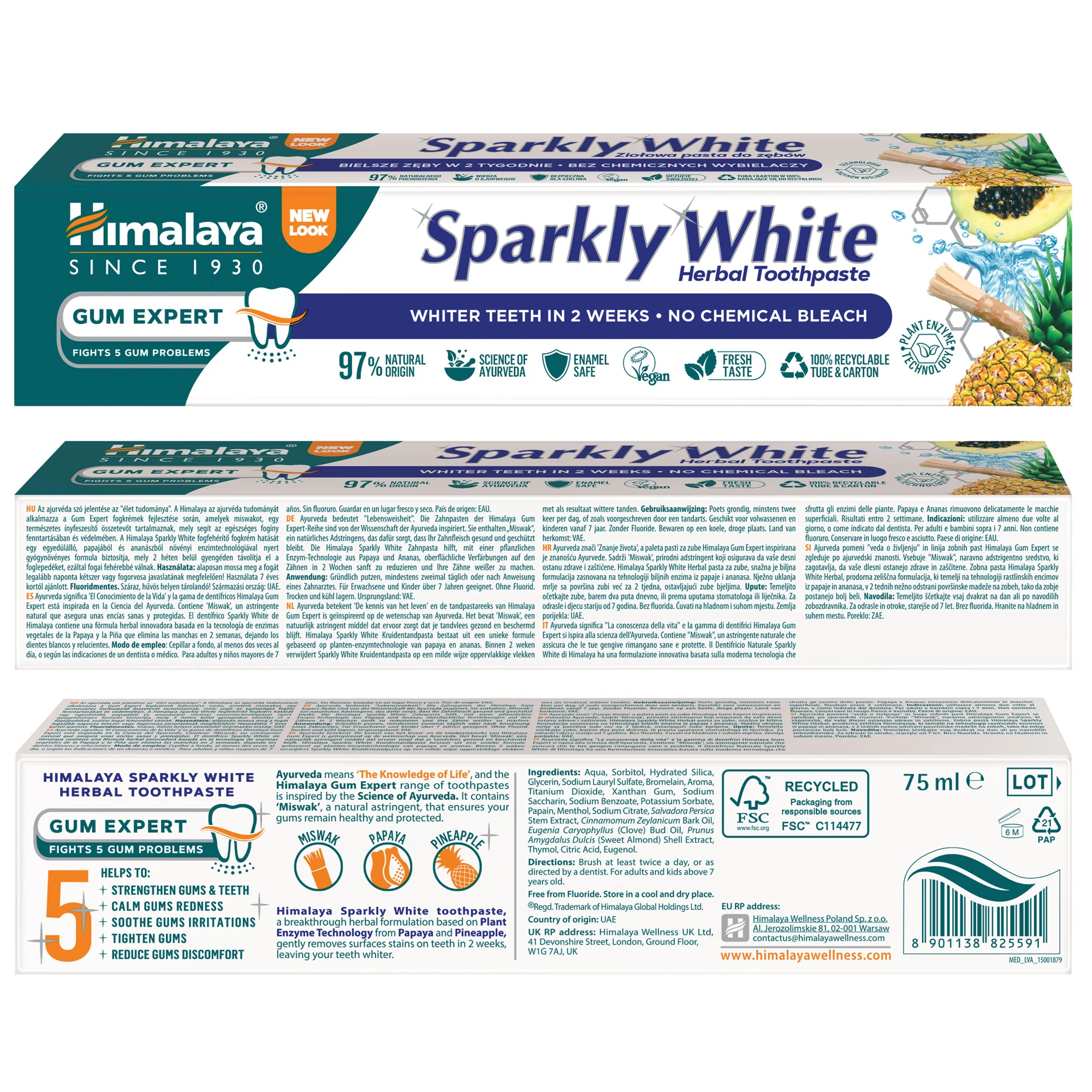 Himalaya Gum Expert Herbal Toothpaste - Sparkly White - 75 ml - Image 4