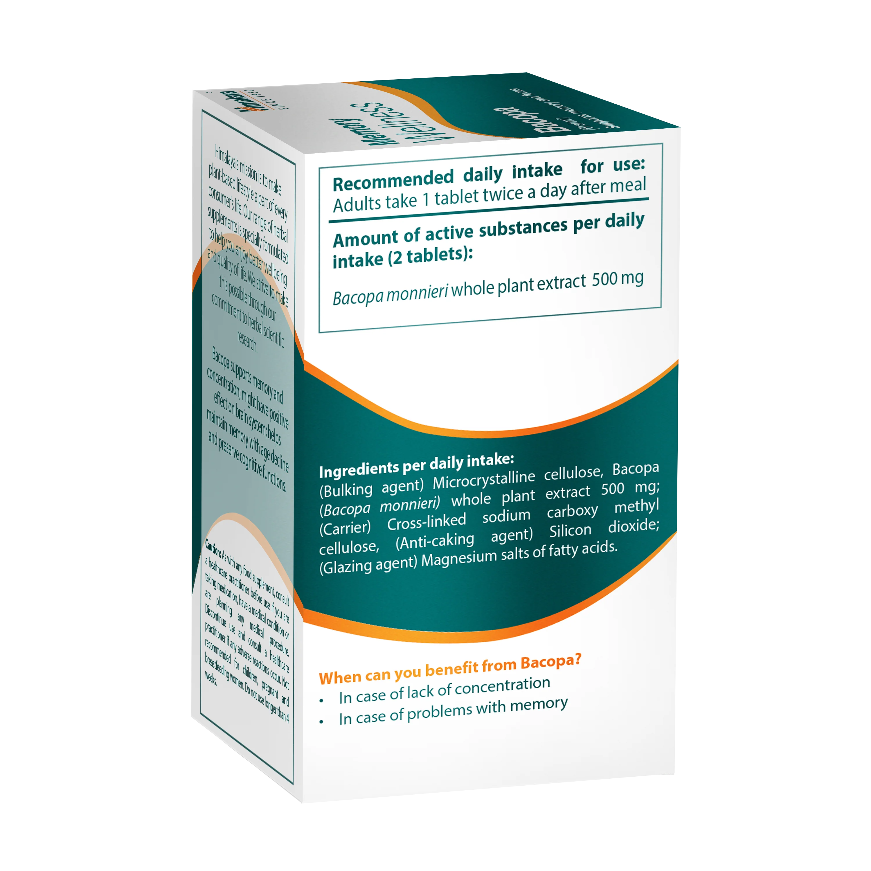 Himalaya Memory Wellness Focus Bacopa (Brahmi) - 60 Tablets - Image 3