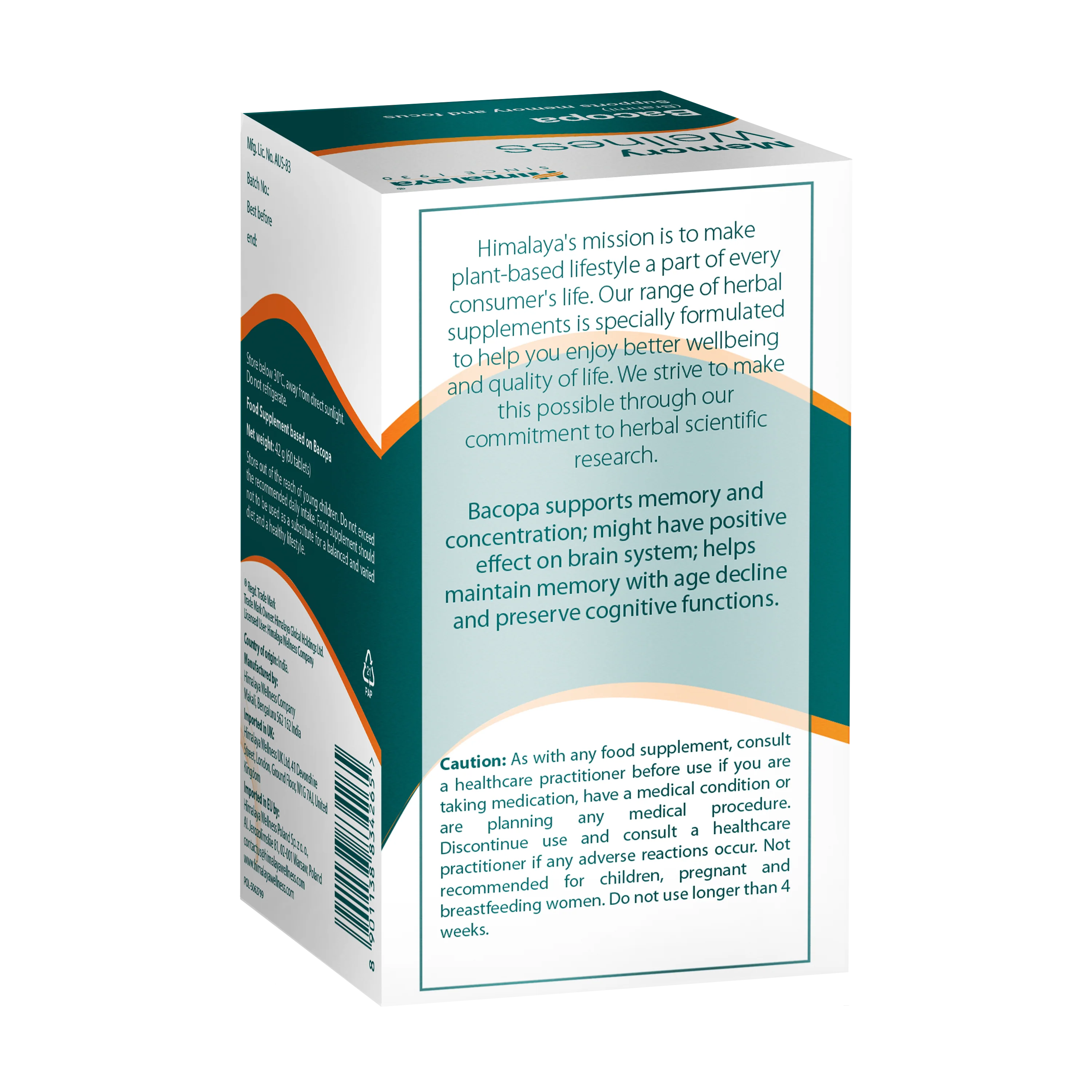 Himalaya Memory Wellness Focus Bacopa (Brahmi) - 60 Tablets - Image 4