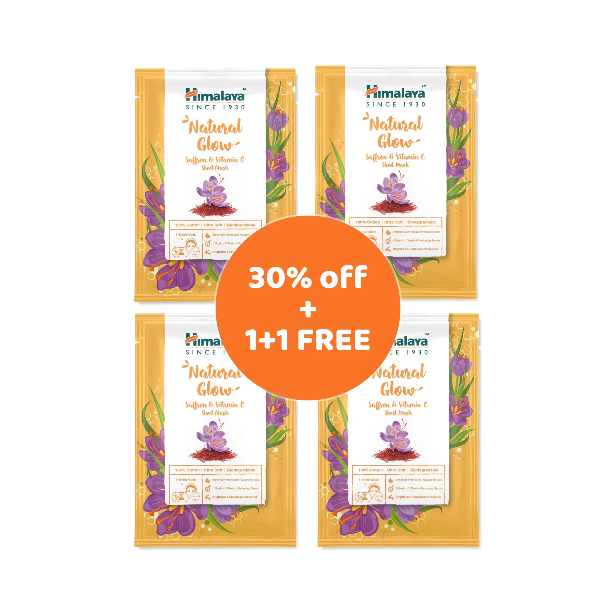 Himalaya Natural Glow Saffron & Vitamin C Sheet Mask - 30ml - Image 3