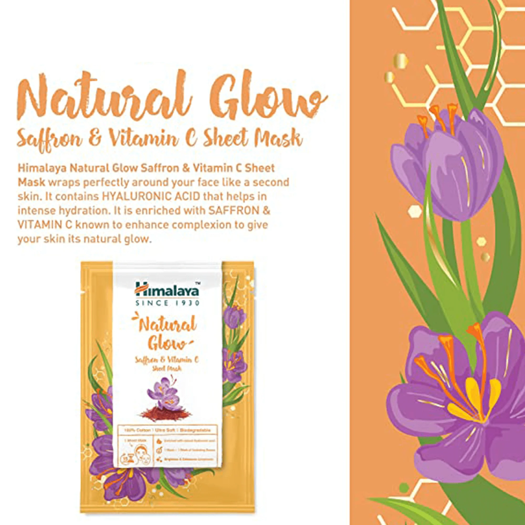 Himalaya Natural Glow Saffron & Vitamin C Sheet Mask - 30ml - Image 5
