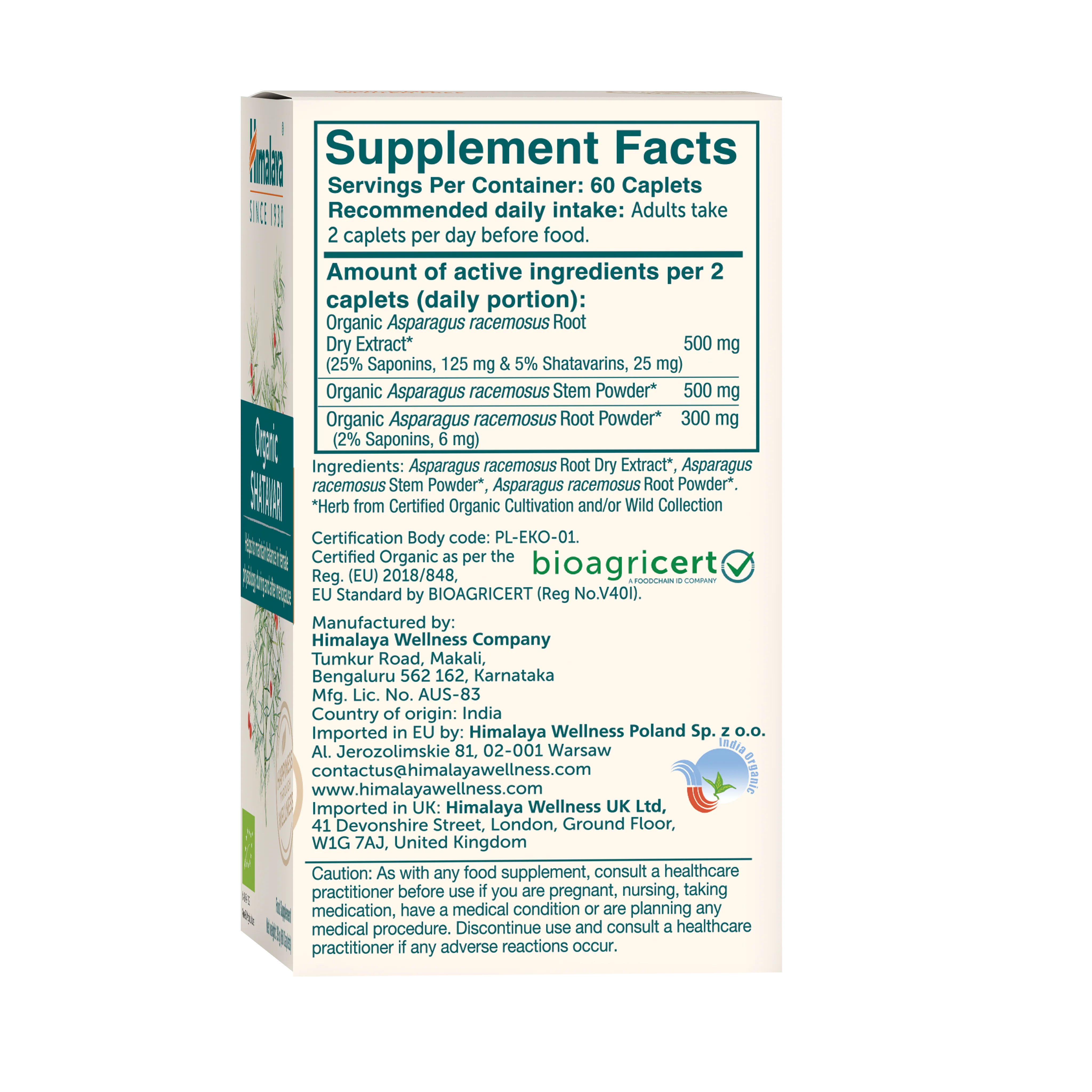 Himalaya Organic Shatavari 60 tablets - Image 9