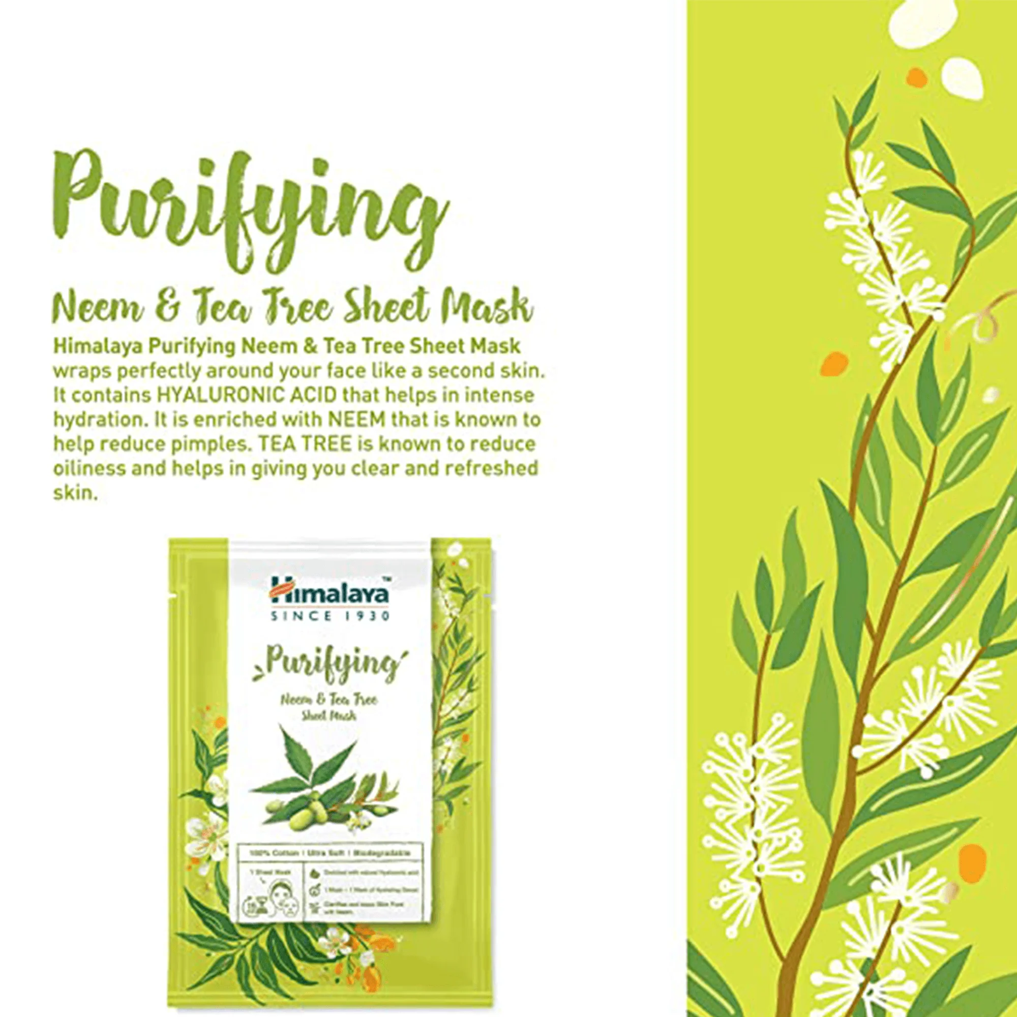 Himalaya Purifying Neem & Tea Tree Sheet Mask - 30ml - Image 3