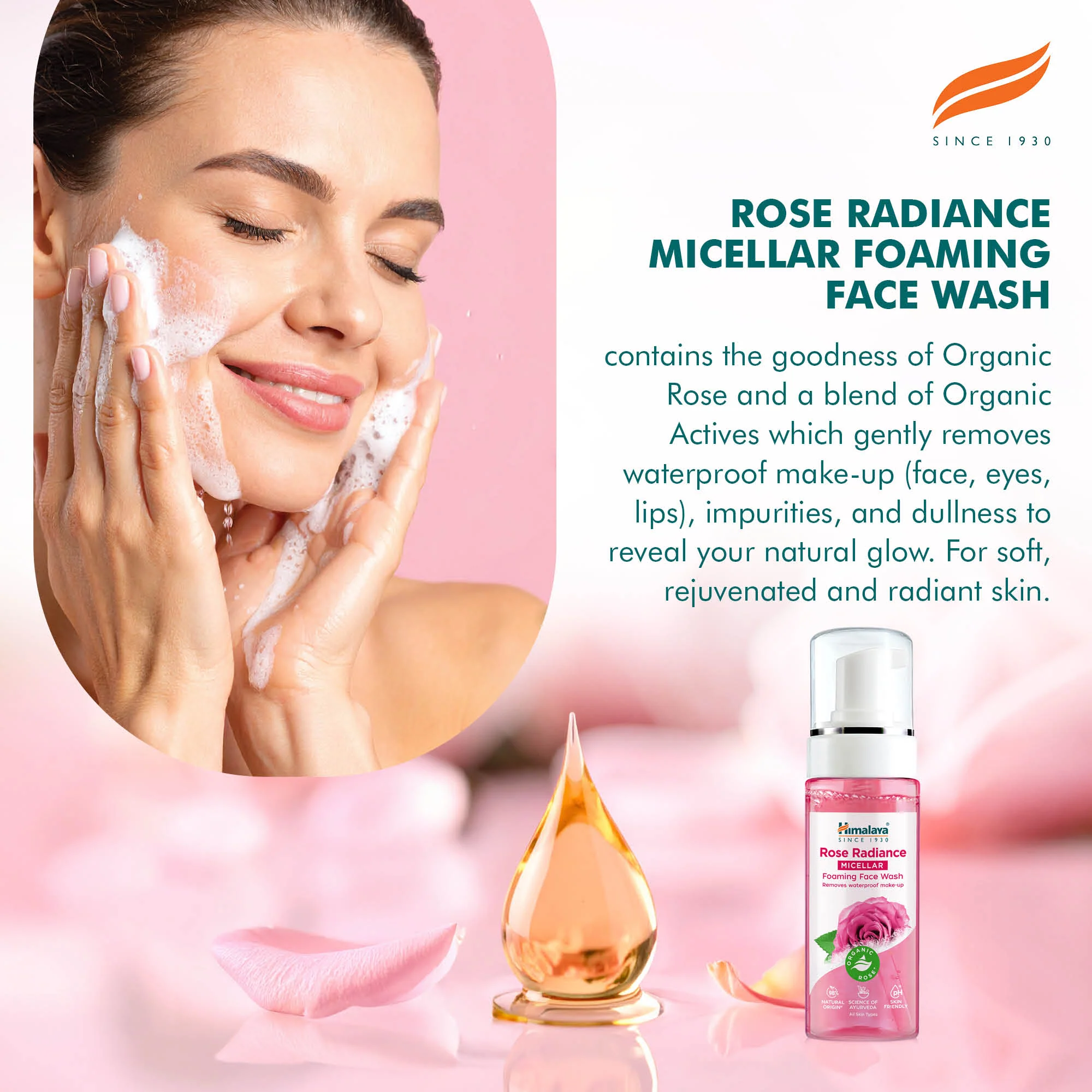 Himalaya Rose Radiance Micellar Foaming Face Wash - 150ml - Image 3
