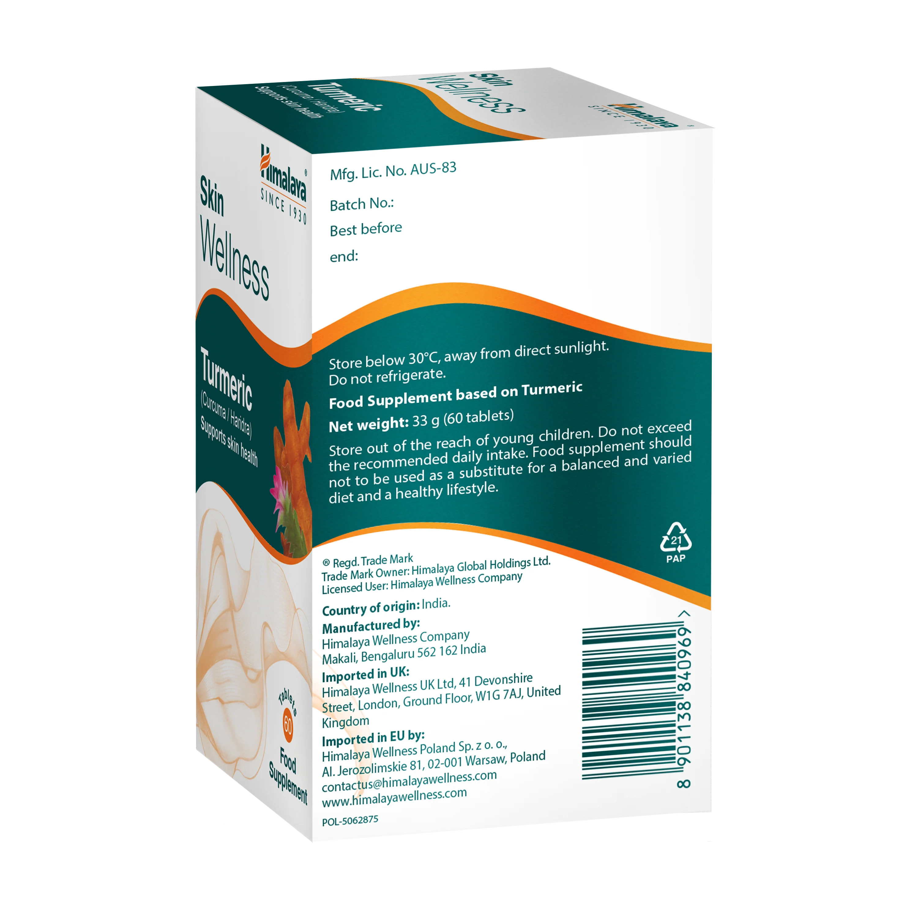Himalaya Skin Wellness Turmeric - 60 Tablets - Image 6